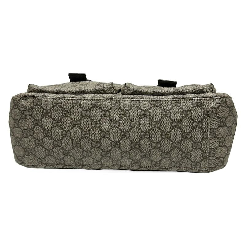 Gucci GG Plus GG Supreme 141196 Ivory And Dark Brown Leather