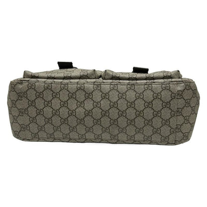 Gucci GG Plus GG Supreme 141196 Ivory And Dark Brown Leather