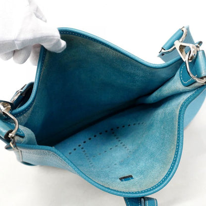Hermes Shoulder Bag Evelyn 2PM Taurillon Cles Mance Blue Jean Silver Hardware
