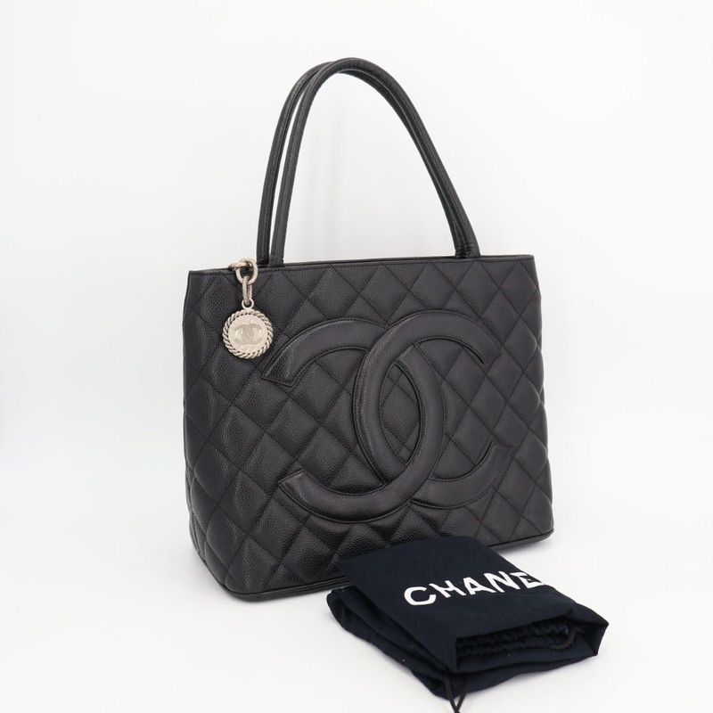 Chanel Reprint Tote Caviar Black Silver Hardware A01804 Bag