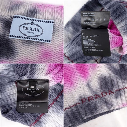 Prada Knit Sweater Long Sleeve Crew Neck Tie-dye Allover Pattern Wool Cashmere