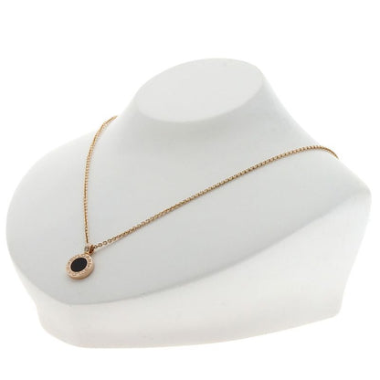 Bvlgari Bulgari Shell Onyx Diamond Necklace 18K Pink Gold Ladies