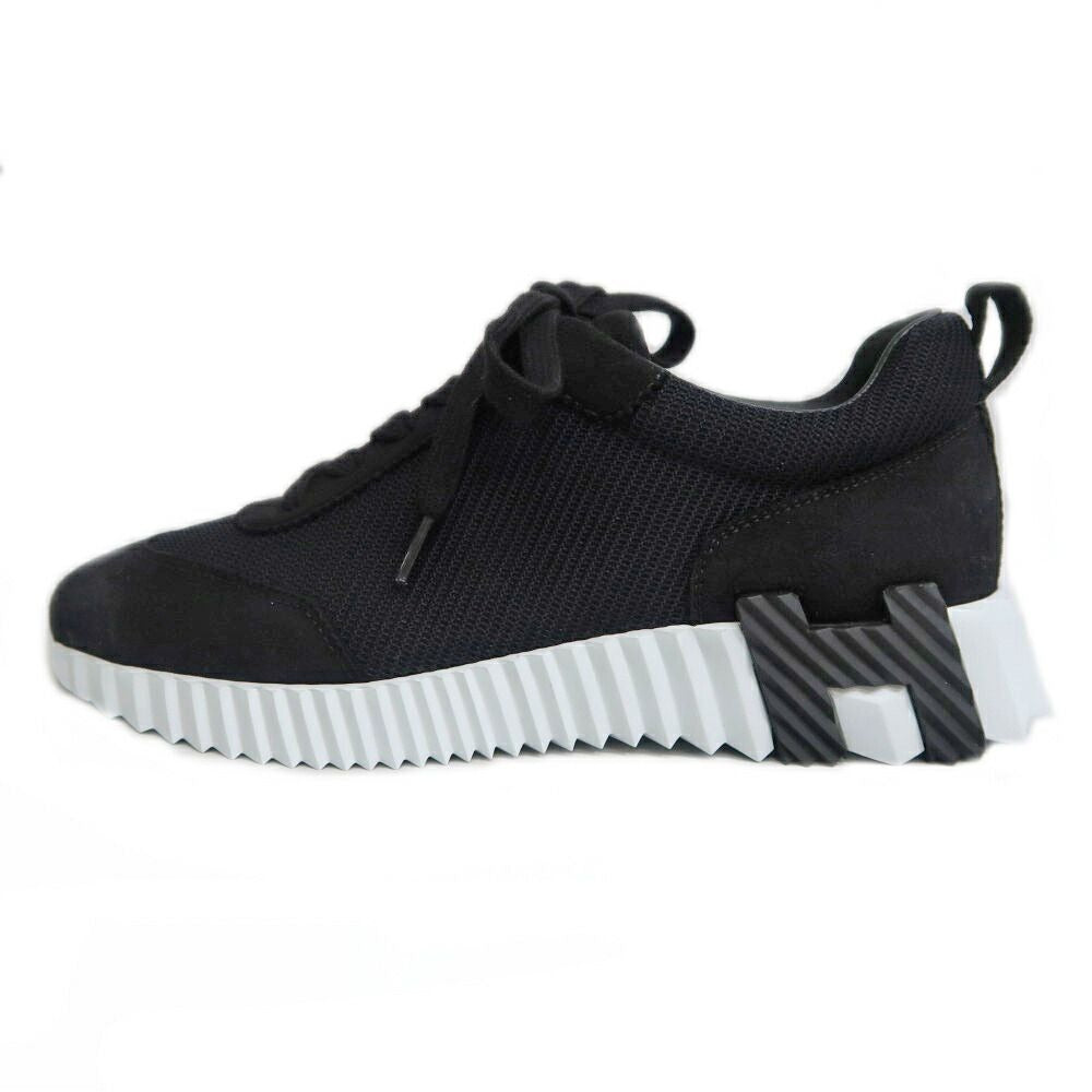 Hermes Bouncing Sneakers 38 Black Mesh Leather Shoes