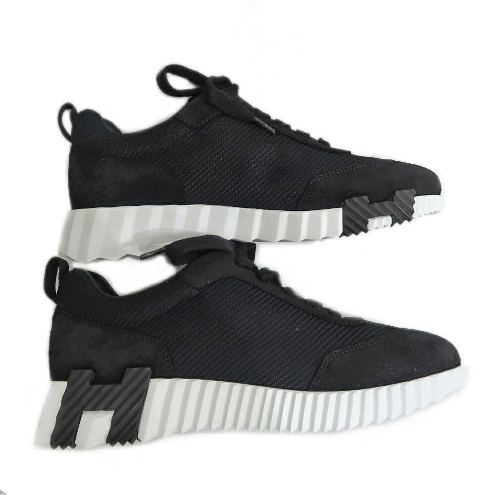 Hermes Bouncing Sneakers 38 Black Mesh Leather Shoes — view 6