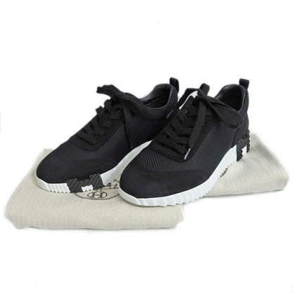 Hermes Bouncing Sneakers 38 Black Mesh Leather Shoes — view 9