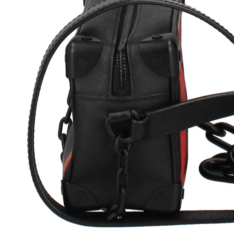 Louis Vuitton Mini Soft Trunk M30351 Taiga Men's Shoulder Bag Black Excellent