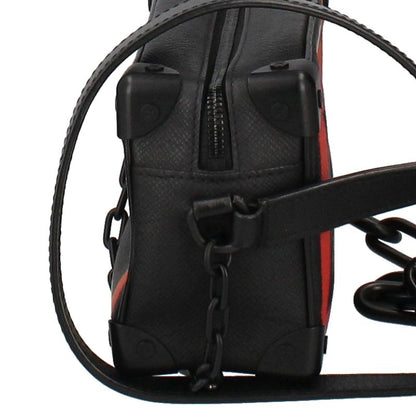 Louis Vuitton Mini Soft Trunk M30351 Taiga Men's Shoulder Bag Black Excellent