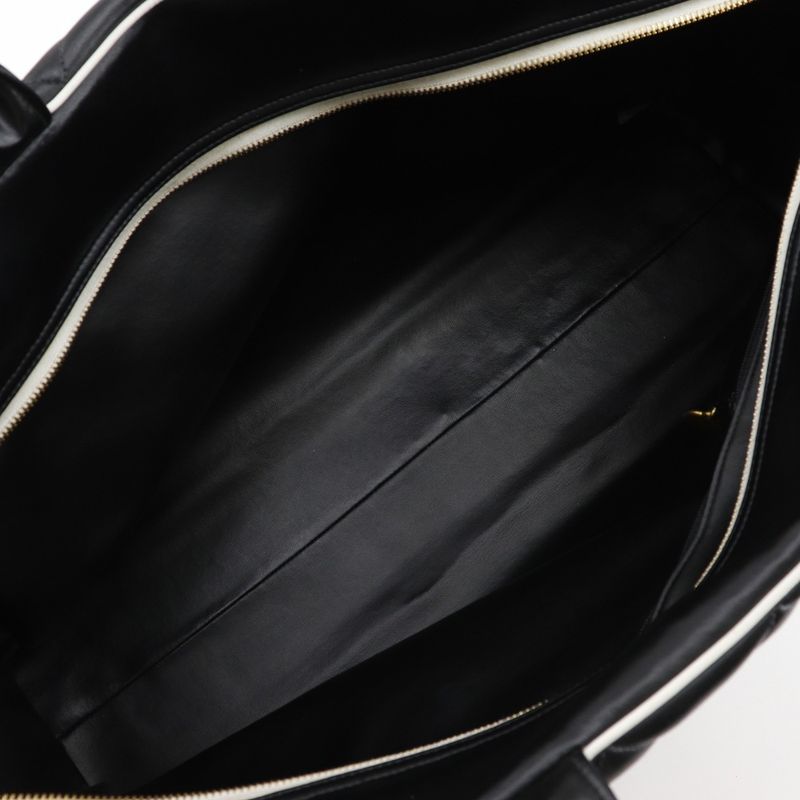 Chanel Matelasse Logo Vintage A05943 Calf Black Ladies Boston Bag