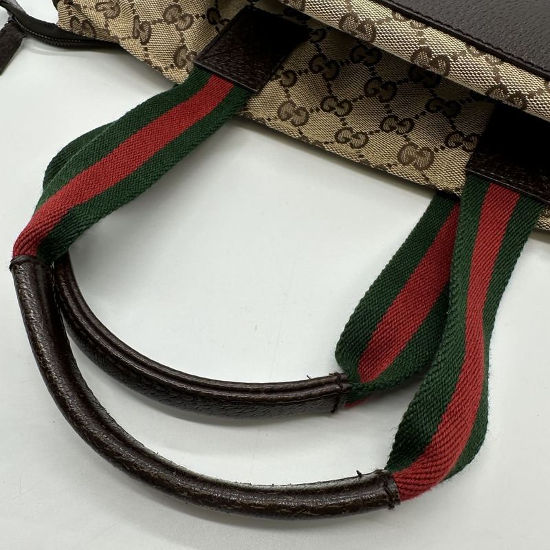 Gucci 131229 Handbag Beige And Brown GG Canvas Sherry Line Ladies Men