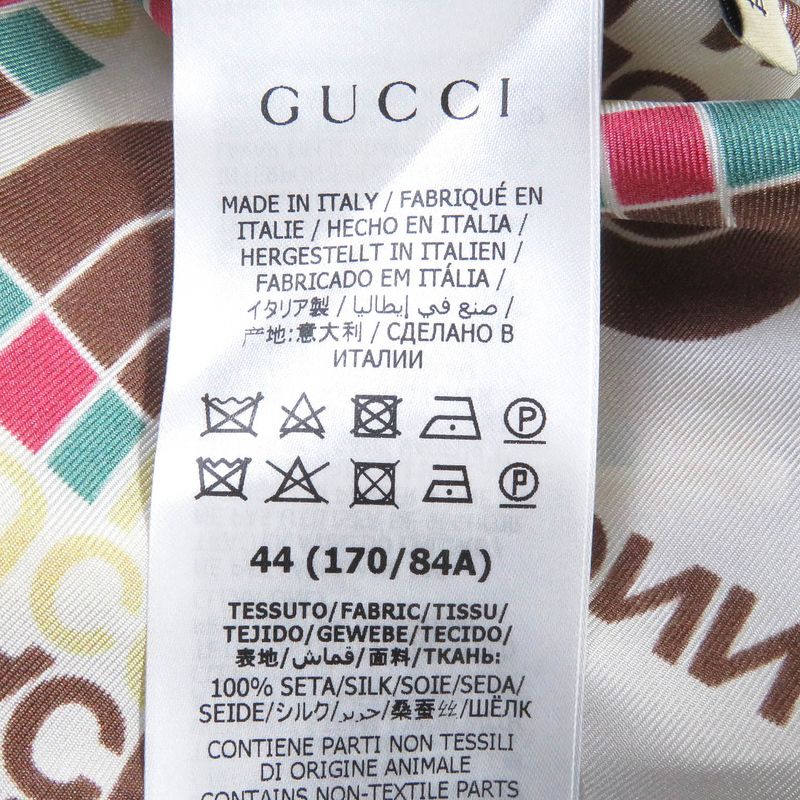 Gucci THE North FACE The North Face 654766 100% Silk Full Logo Open Collar