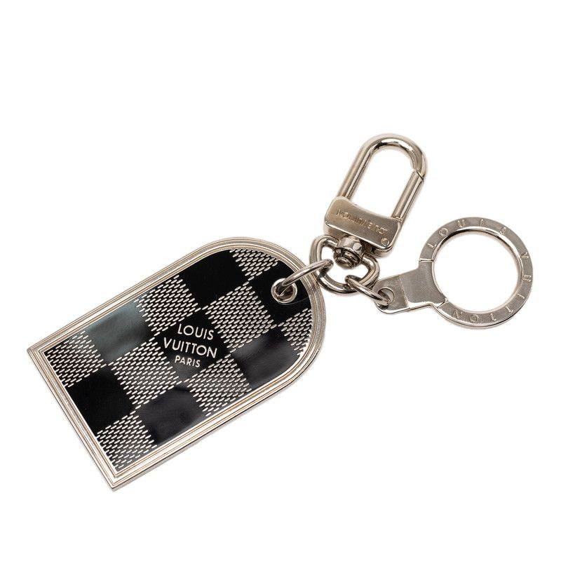 Louis Vuitton Damier Porte Cles a Dos Bag Charm Key Holder Silver Black Metal