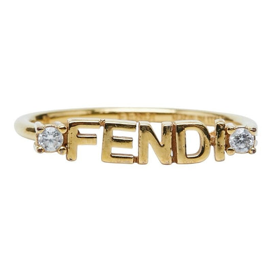 Fendi Logo Ring M Gold Plated Crystal