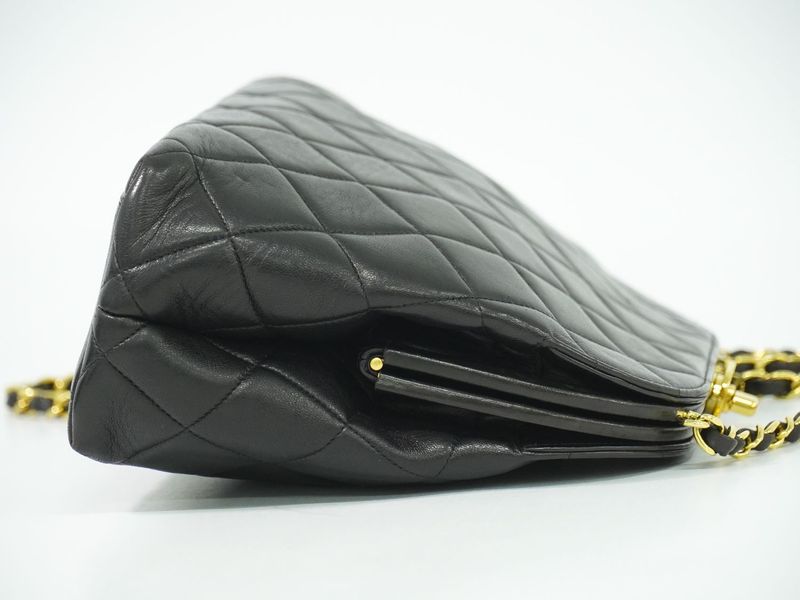 Authentic Chanel Coco Mark Matelasse Chain Shoulder Bag Pochette Lambskin