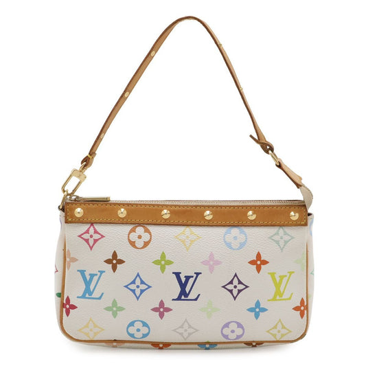 Louis Vuitton Monogram Multicolor Pochette Pouch Handbag Blanc White