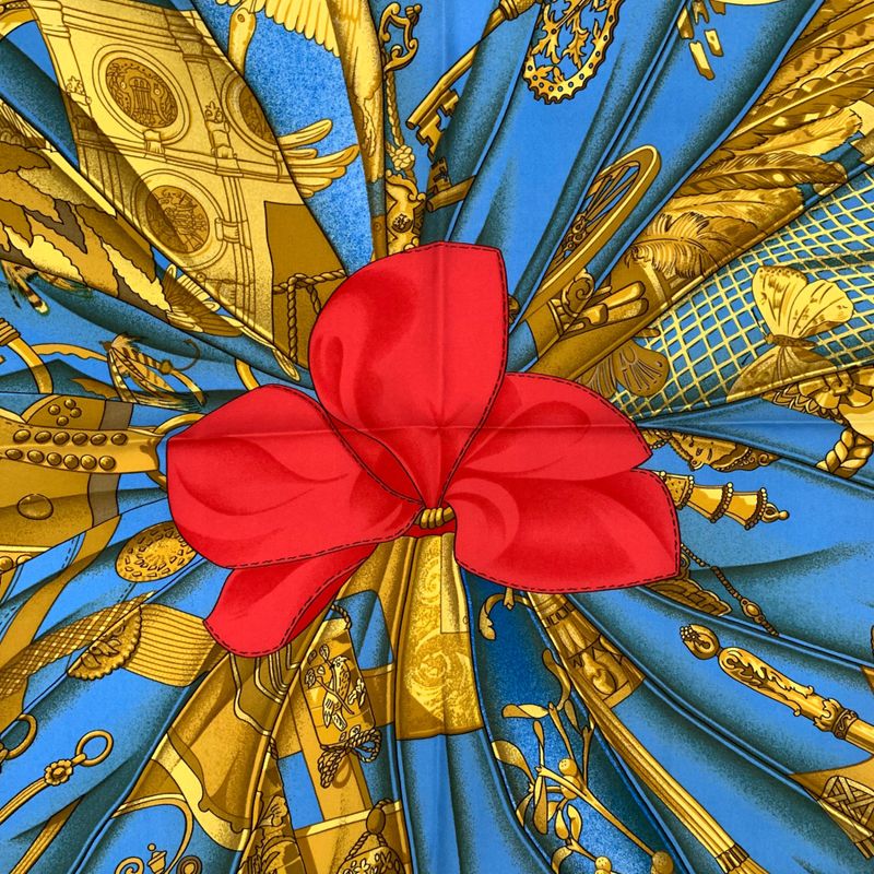 Hermes Carre 90 Soleil De Soie Silk Sun Scarf Silk Light Blue X Navy X Red