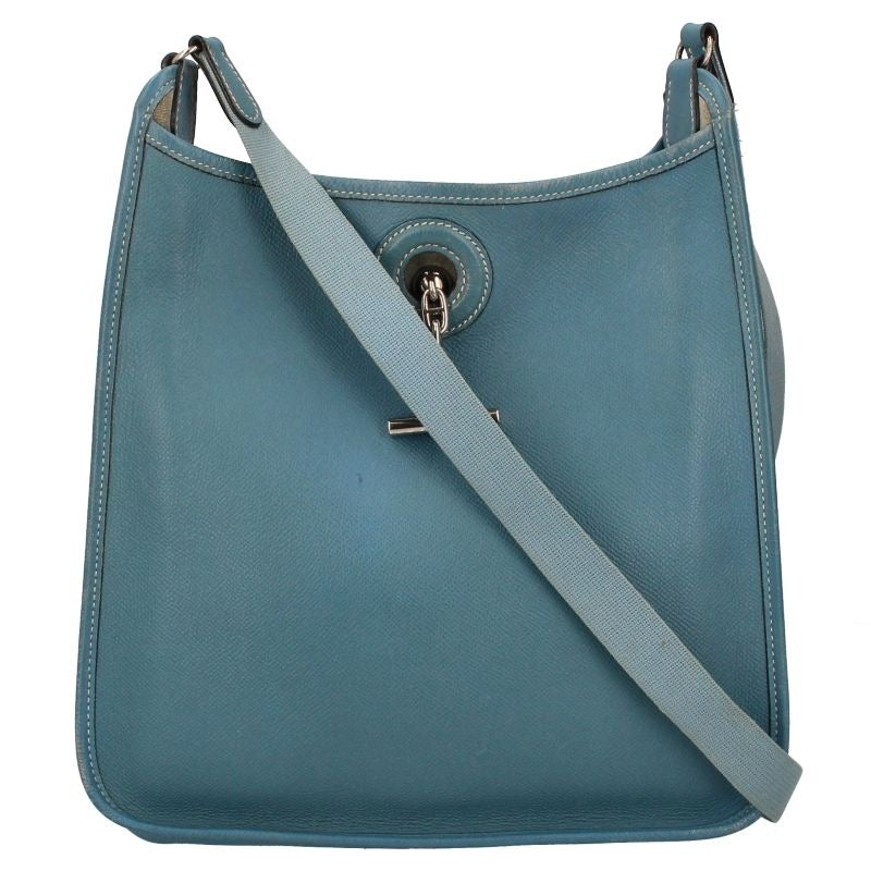 Hermes Vespa PM Courchevel Shoulder Bag Blue Jean