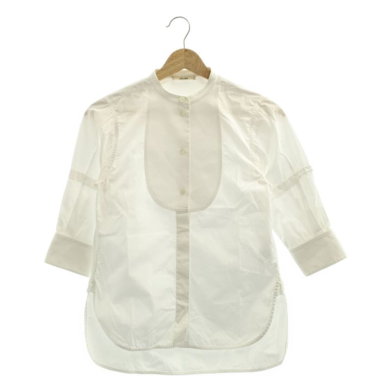 Celine - Phoebe Period Band Collar Tuxedo Shirt - 34 - White - Women's