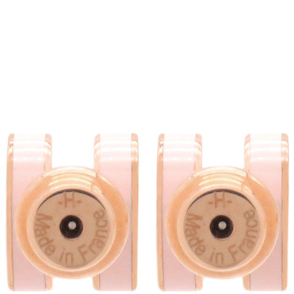 Hermes Earrings Pop Ash Hearrings Mini Metal Enamel Rose Dragee and Pink Gold