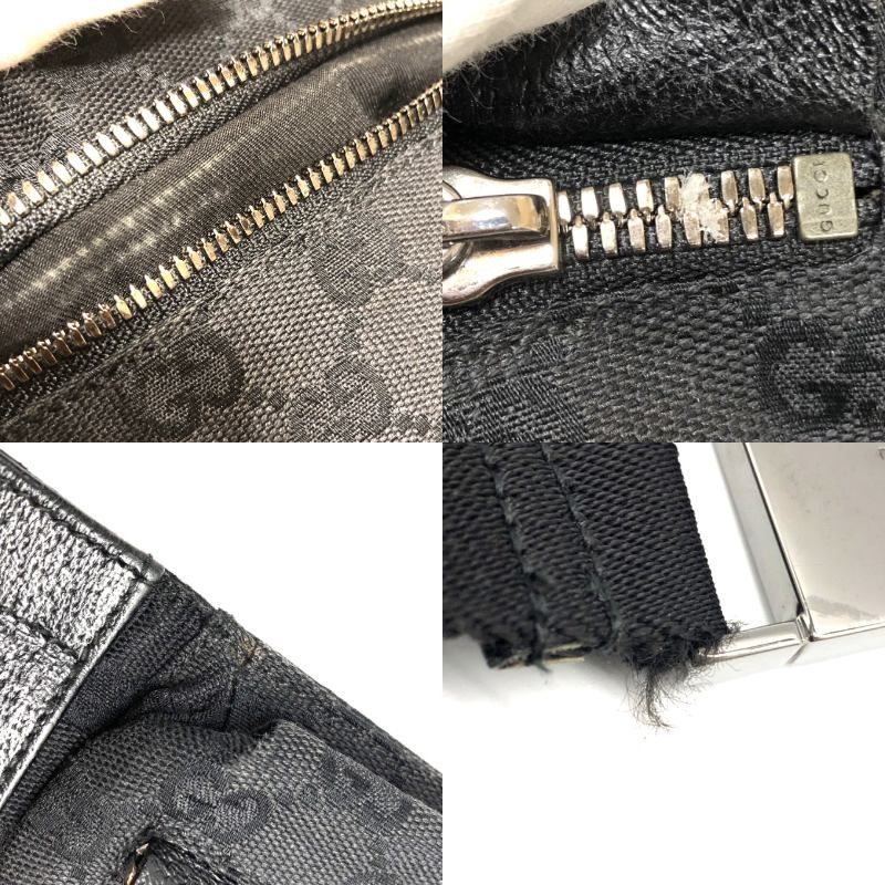 Gucci Body Bag Waist Pouch 28566 GG Canvas Black Zipper Opening Difficulty