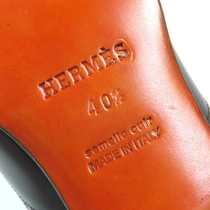 Hermes Wingtip Leather Slip-on Loafers Dark Brown 40.5 Storage With Bag Made In