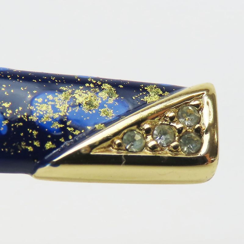 Christian Dior Tie Pin Metal Rhinestone Navy Blue Gold Hardware Plated Suit