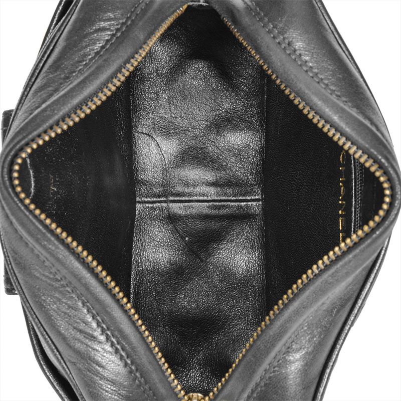 Chanel Matelasse Shoulder Bag Lambskin Black Gold Hardware Coco Mark Fringe