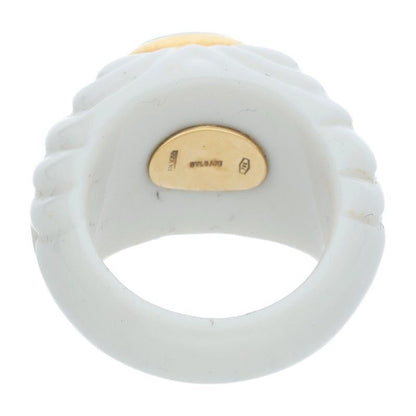 Bulgari Chandra 18K Yellow Gold Blue Topaz Ring Ladies Size 10