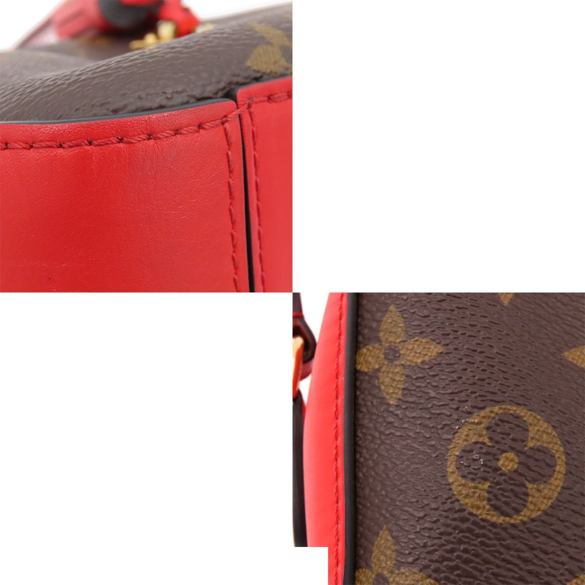 Louis Vuitton Saintonge Red Coquelicot Monogram Canvas Shoulder Bag — view 7