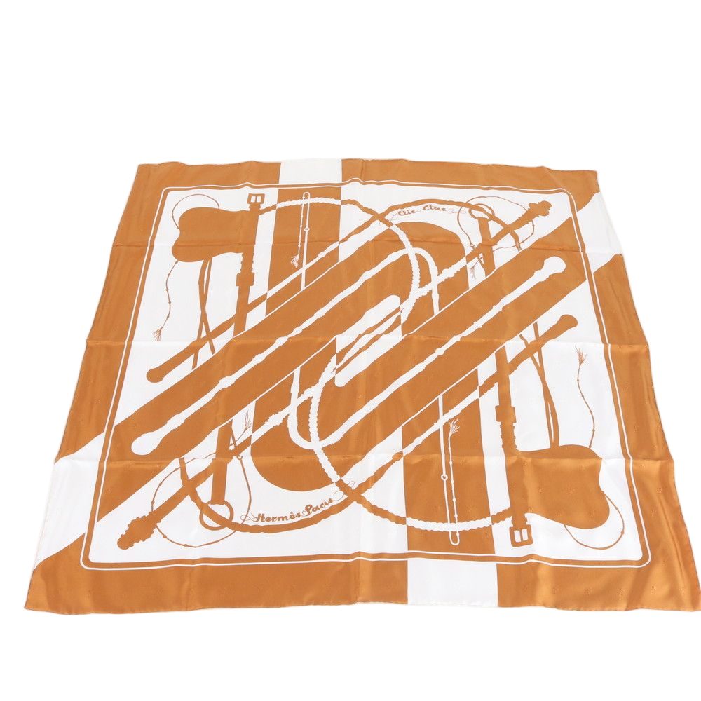 Hermes Tagged Carre 90 Clic Clac Watermark Silk 100% Scarf Mem