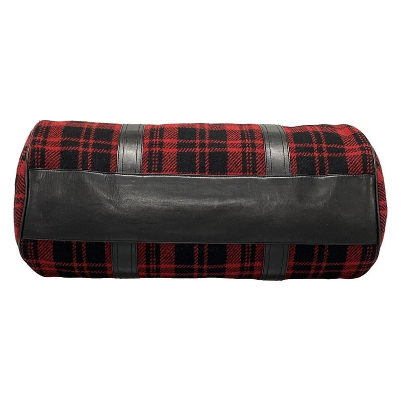 Saint Laurent Paris Boston Bag 360195 Red And Black Checked Wool Leather