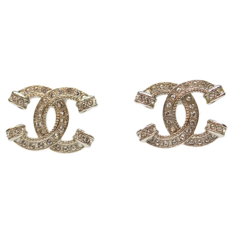 Chanel A24V GP Rhinestone Coco Mark Earrings