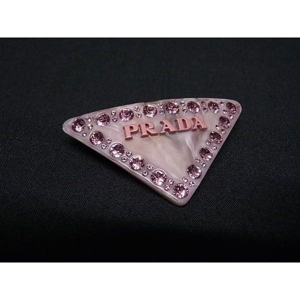 Prada Line Stone Barrette Hair Pink