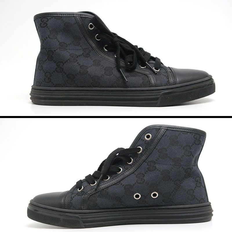 Gucci High Cut Sneakers 426186 Size 37 GG Canvas Black