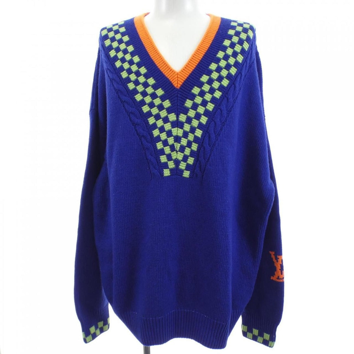 Louis Vuitton Damier Jacquard V-neck Knit Sweater