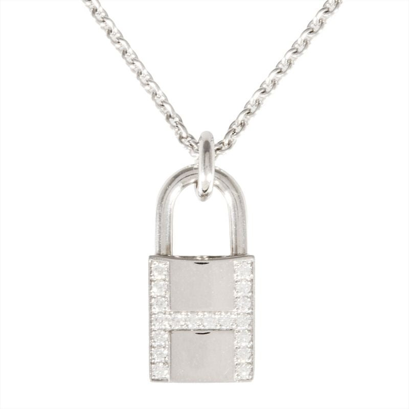 Hermes Amulet Cadenas Necklace 18K White Gold 9.4 g Diamond