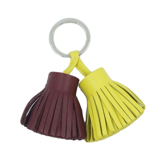 Hermes Ki-ring Bag Charm Carmen Udonos Brown Tea Yellow Silver Hardware