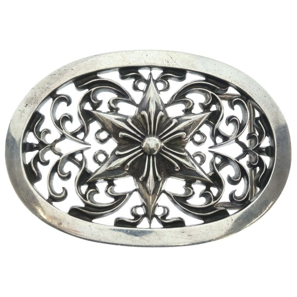 Chrome Hearts Buckl Oval Exlg Star XL Buckle Extra Large Silver Belt