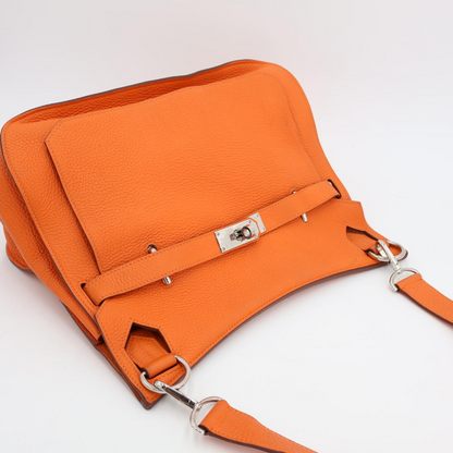 Hermes Gipsyère 34 Orange Silver Hardware □R Engraved Circa 2014 Unisex