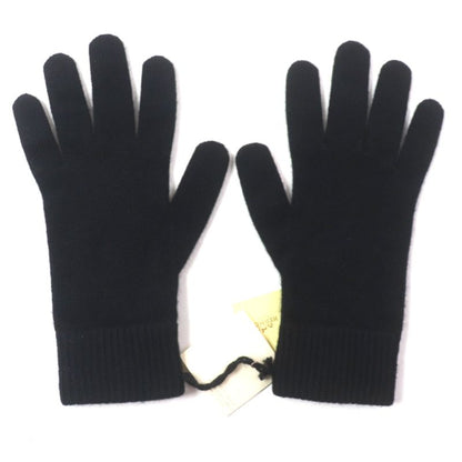 Hermes 17202g 100% Cashmere NOIR Black H Pattern Knitting Gloves Black S Made