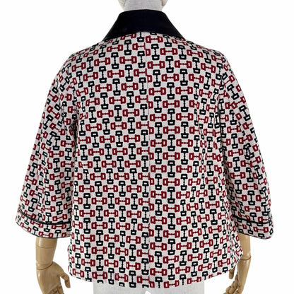 Gucci Zumi Cotton Interlocking Metal Parts Horsebit Print — view 3