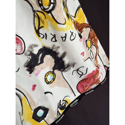 CHANEL Vintage 1995 CC Halter Neck Comic Print Swimsuit Flare Dress