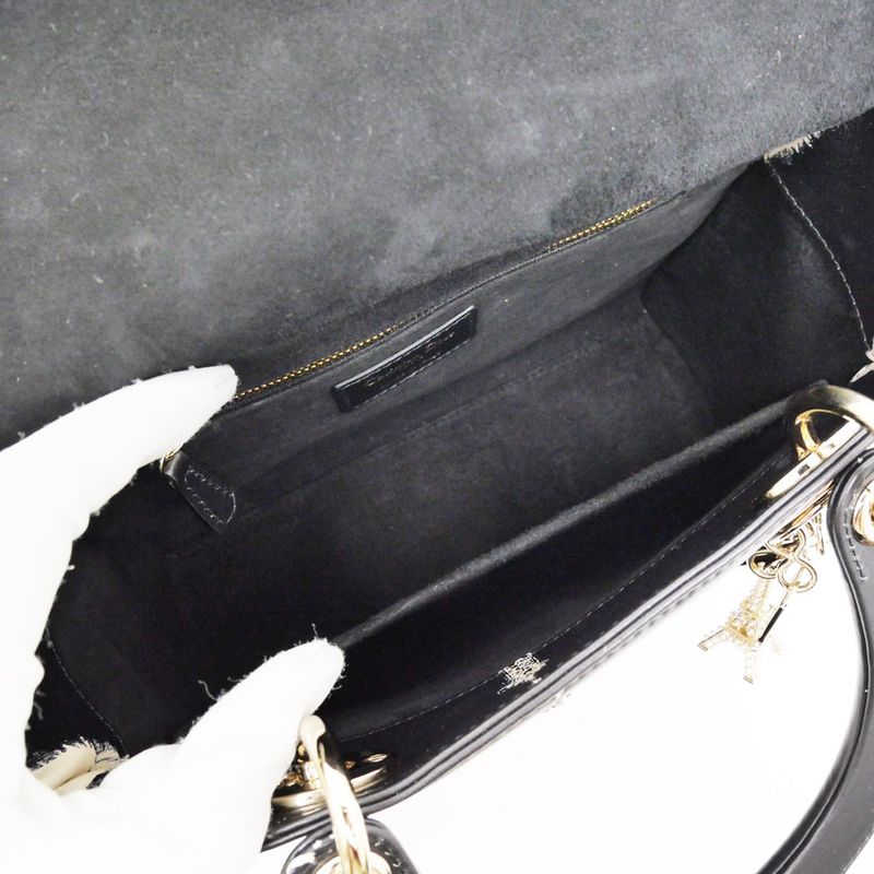 Lady dior Handbag Shoulder - Eiffel Tower 2024 Fall Collection Black