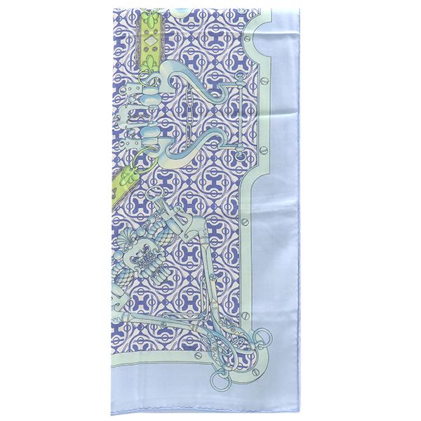 Hermes Shawl Carre 140 Carre Cashmere Silk Blue and Green [mors Etgourmettes