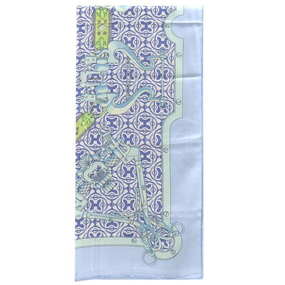 Hermes Shawl Carre 140 Carre Cashmere Silk Blue and Green [mors Etgourmettes