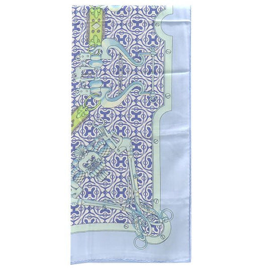 Hermes Shawl Carre 140 Carre Cashmere Silk Blue and Green [mors Etgourmettes