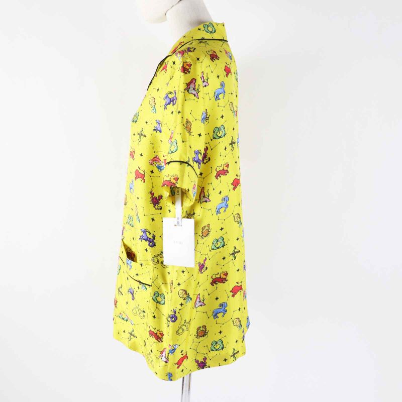 Christian DIOR 22AW 241v29a6633 100% Silk Zodiac Pixel Short Sleeve Shirt