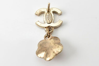 Chanel Earrings Chanel Logo CC Coco Mark Camellia Swing Gold Orange