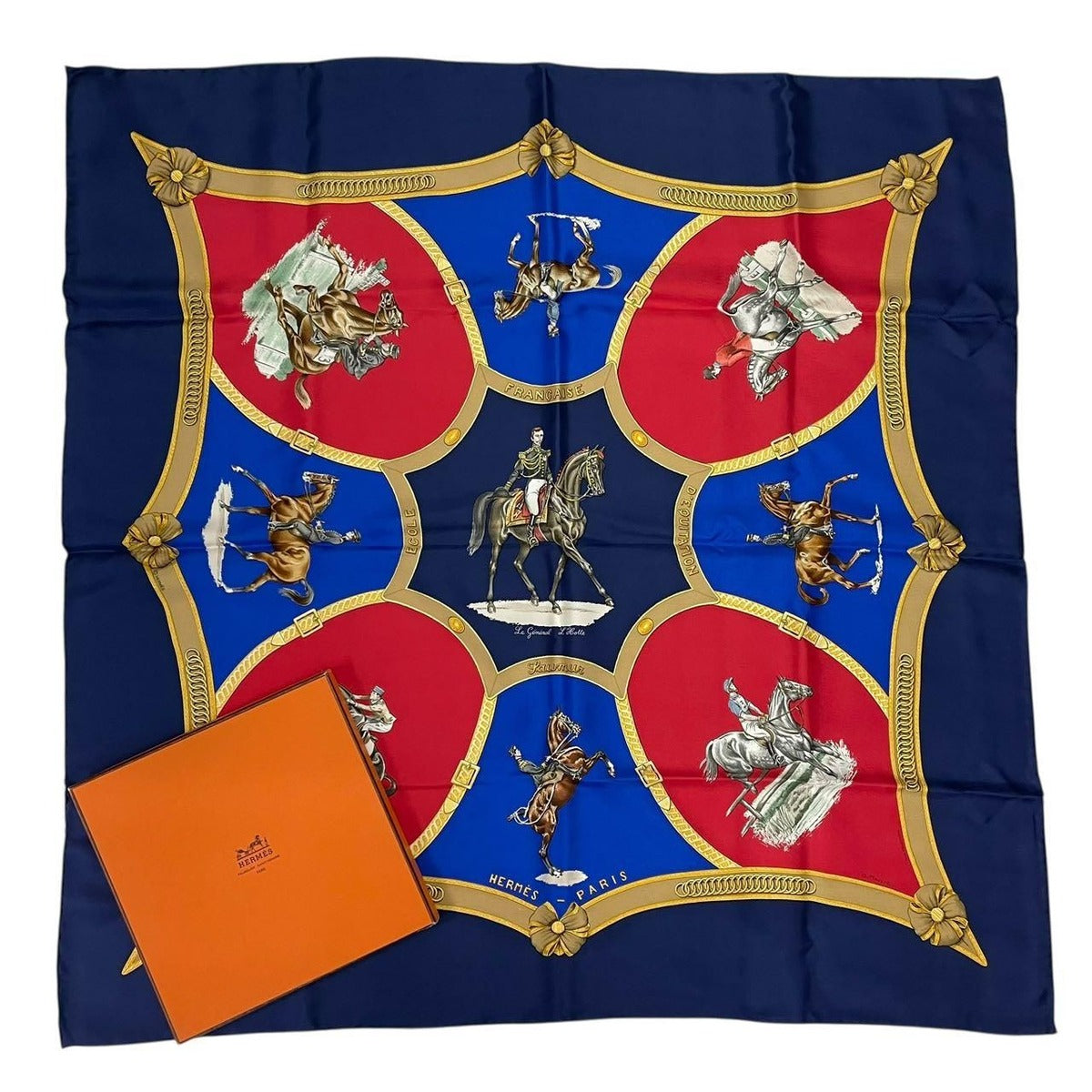 Hermes Carre 90 Scarf le General la Hotte French National Riding School Silk