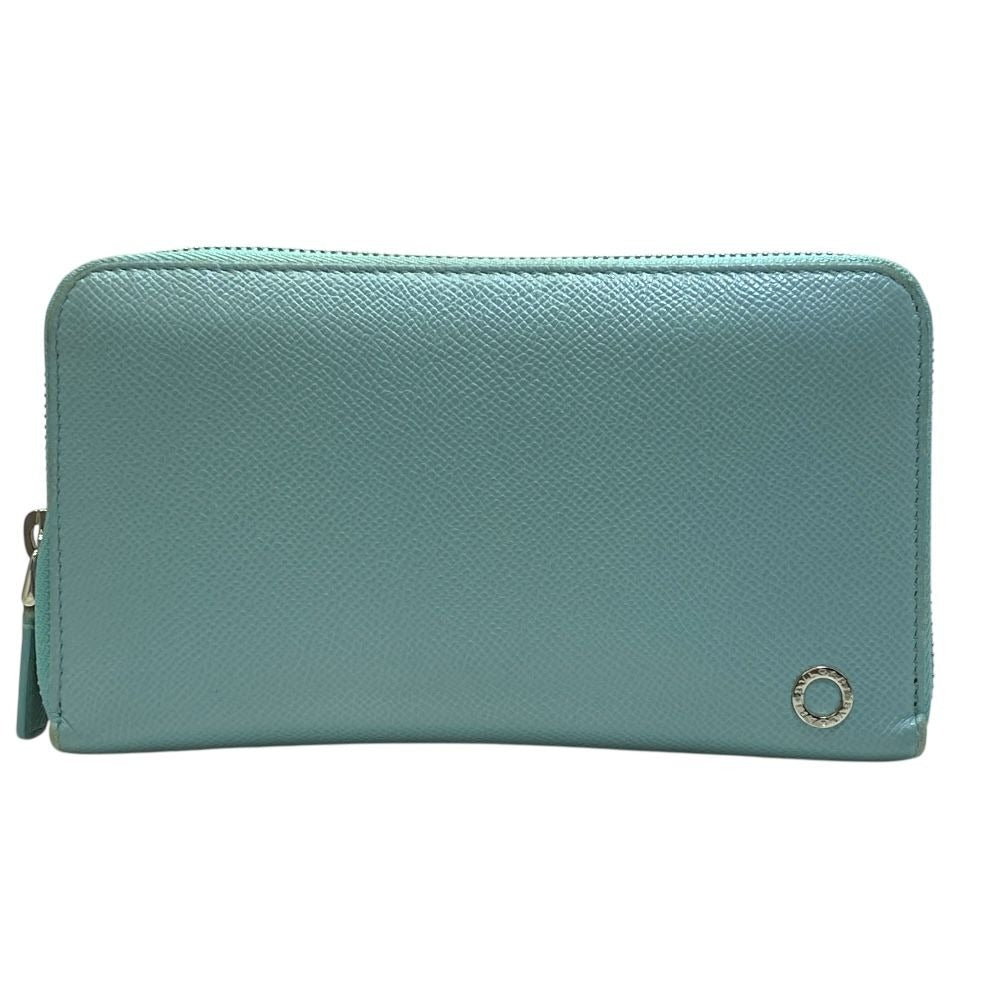 Bvlgari Long Wallet Zip Around Logo Circle Silver