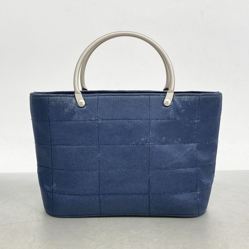 Chanel Handbag Chocobar Nylon Navy Silver Hardware Women